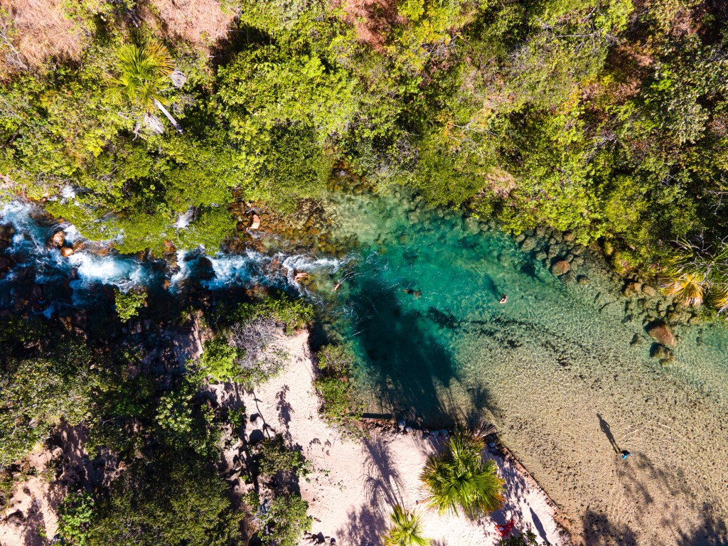 Aurora do Tocantins, Brazil. The Praia do Puçá, a blue water swimming hole.