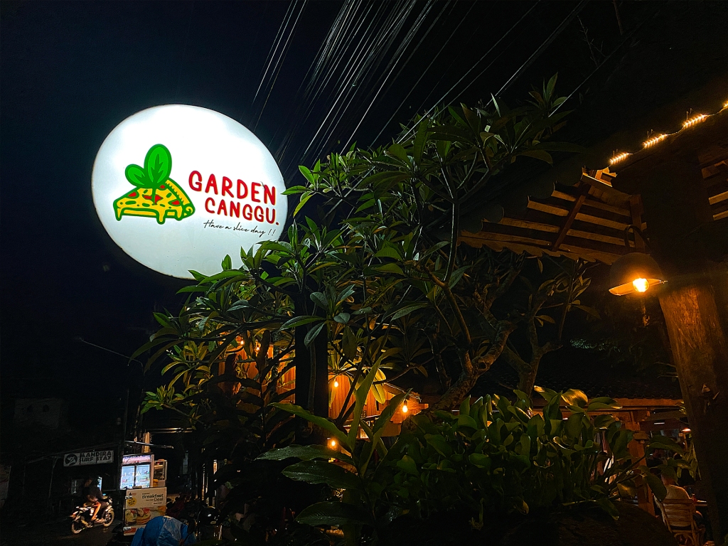 A restaurant sign reading Garden Canggu.