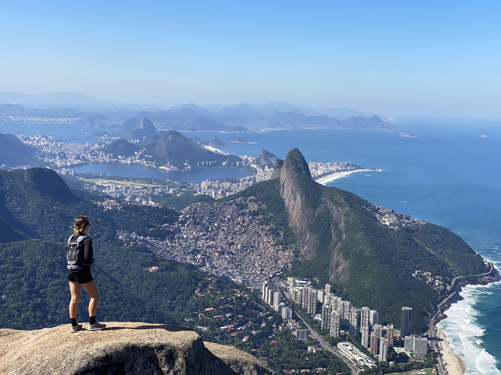 An overlooking view of the city of Rio de Janeiro, Brazil from the Pedra da Gavea hike.