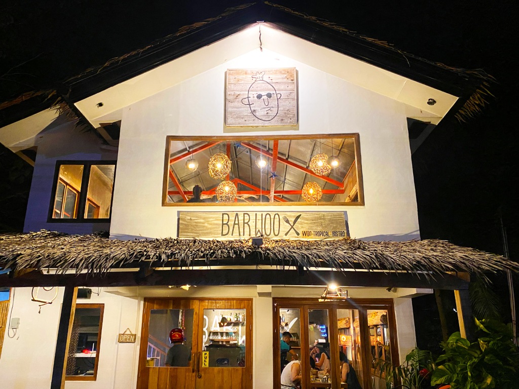 A photograph of a restaurant named Barwoo in Panglao, Philippines.