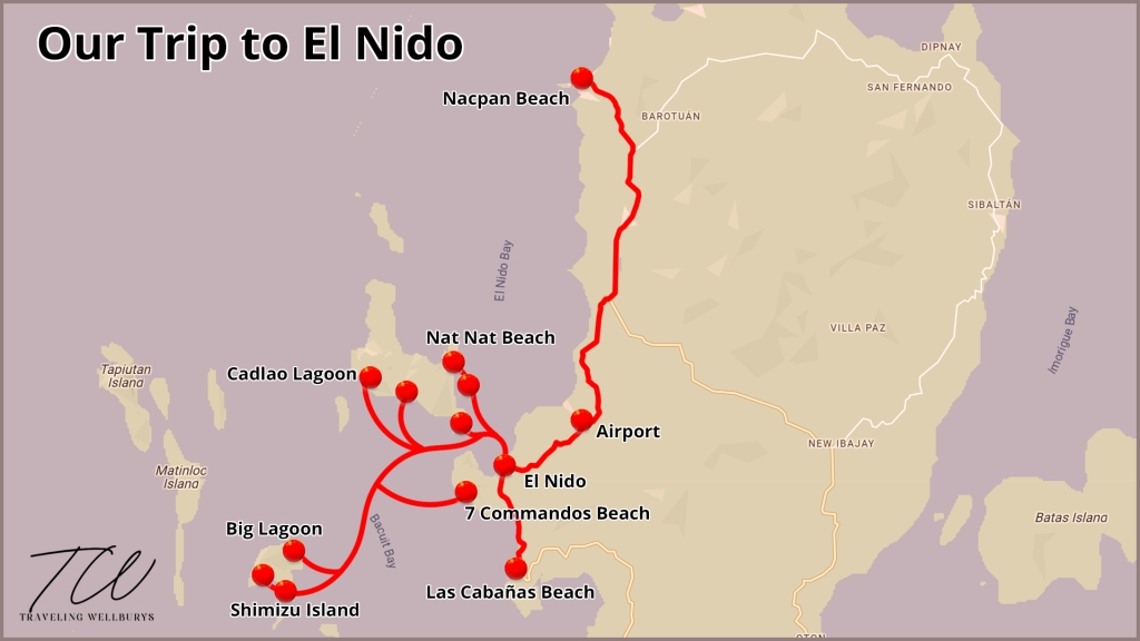 El Nido Island Hopping map.