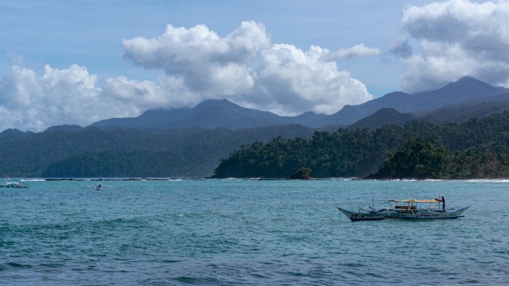 The St. Paul Bay and mountain range at the Puerto Princesa Subterranean River National Park in the Philippines.
