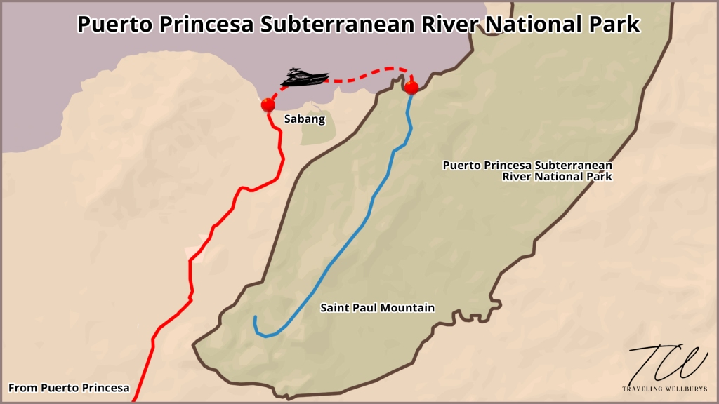 A map of the Puerto Princesa Subterranean River National Park in the Philippines.