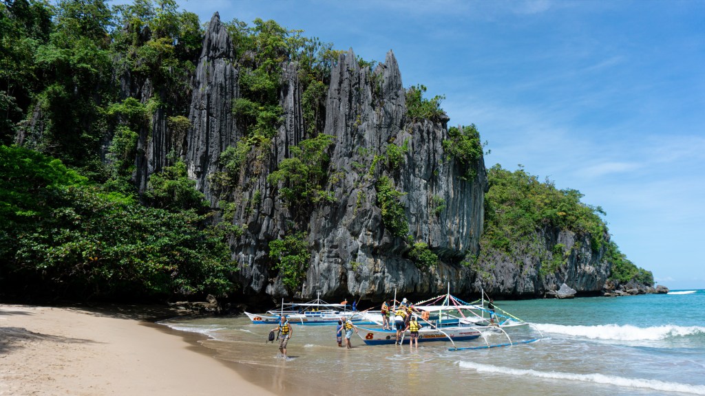 A limestone cliff in Puerto Princesa Philippines at the Underground River National Park.