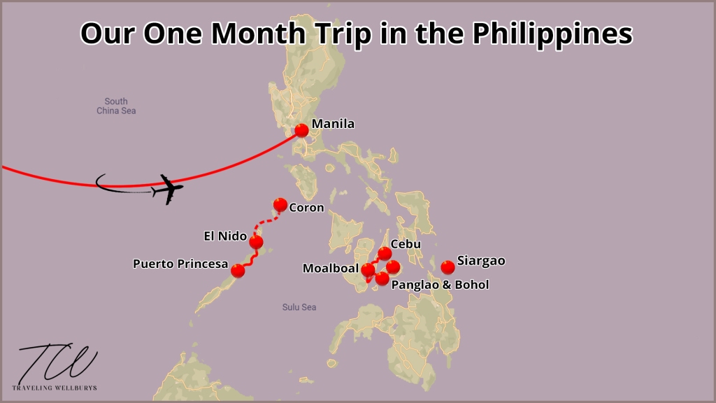One month Philippines trip map.
