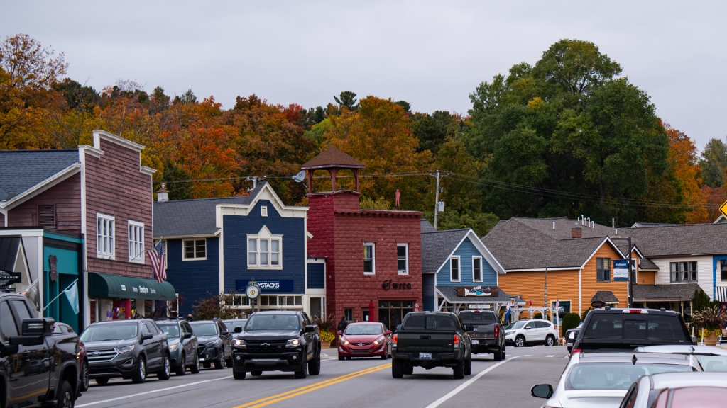 The town of Suttons Bay, Michigan on the Leelanau Peninsula.