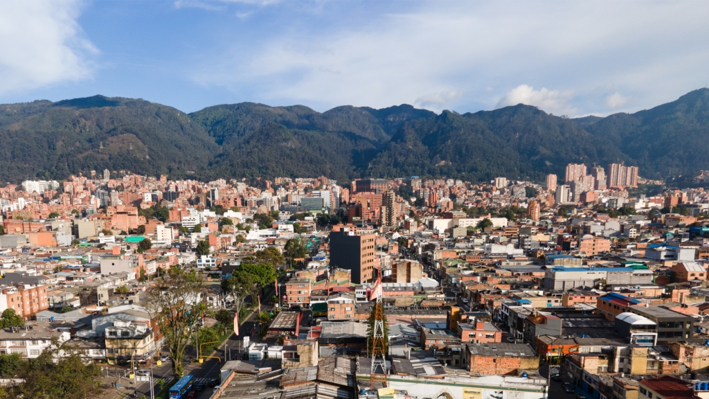 The City skyline of Bogota, Colombia.